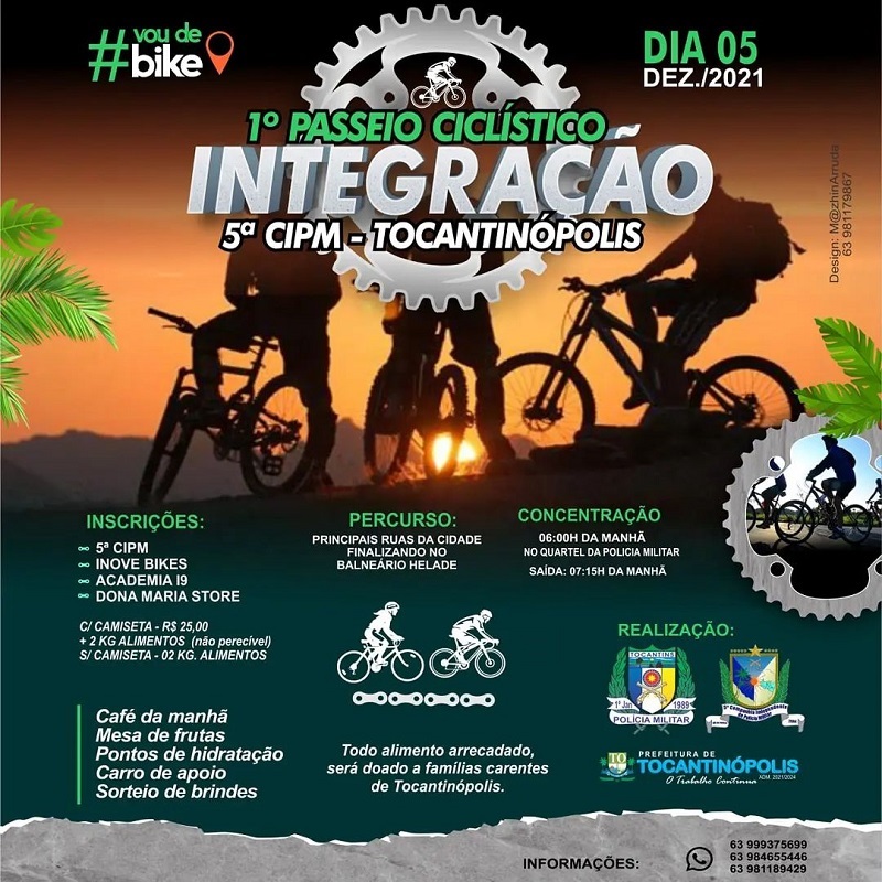 Para participar do passeio ciclístico, os interessados devem se