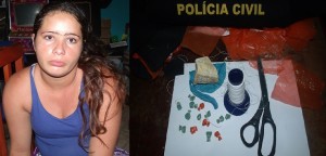 Flagrada com drogas e material usado na embalagem