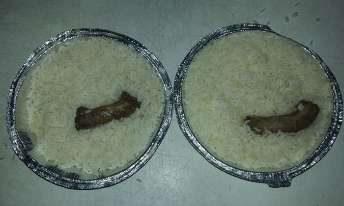 Cardápio do dia: Arroz branco, pescoço de galinha e feijão